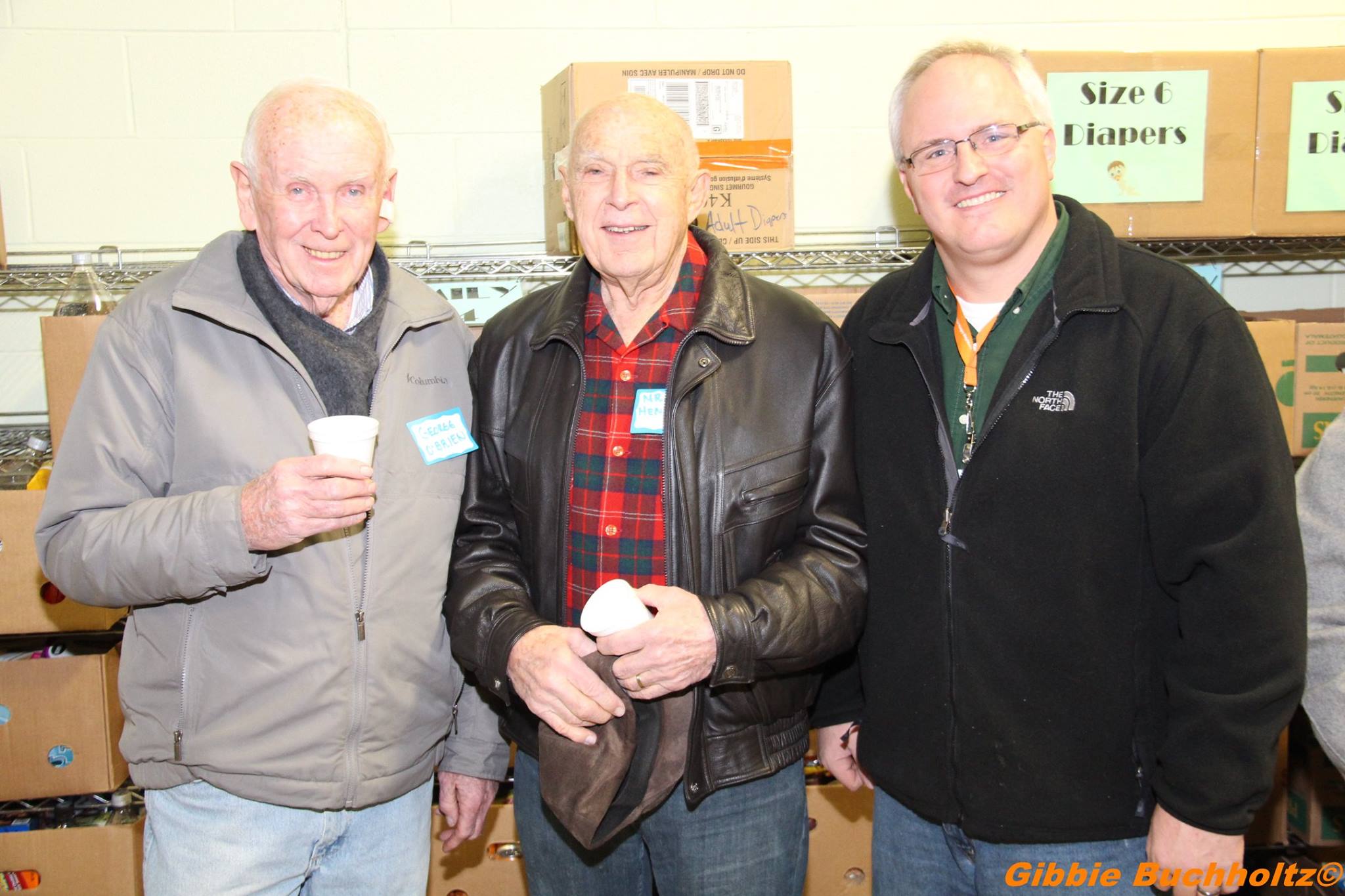 George O\'brien, volunteer with Scott (NIFB) and Don Henderson (Henderson Foundation)